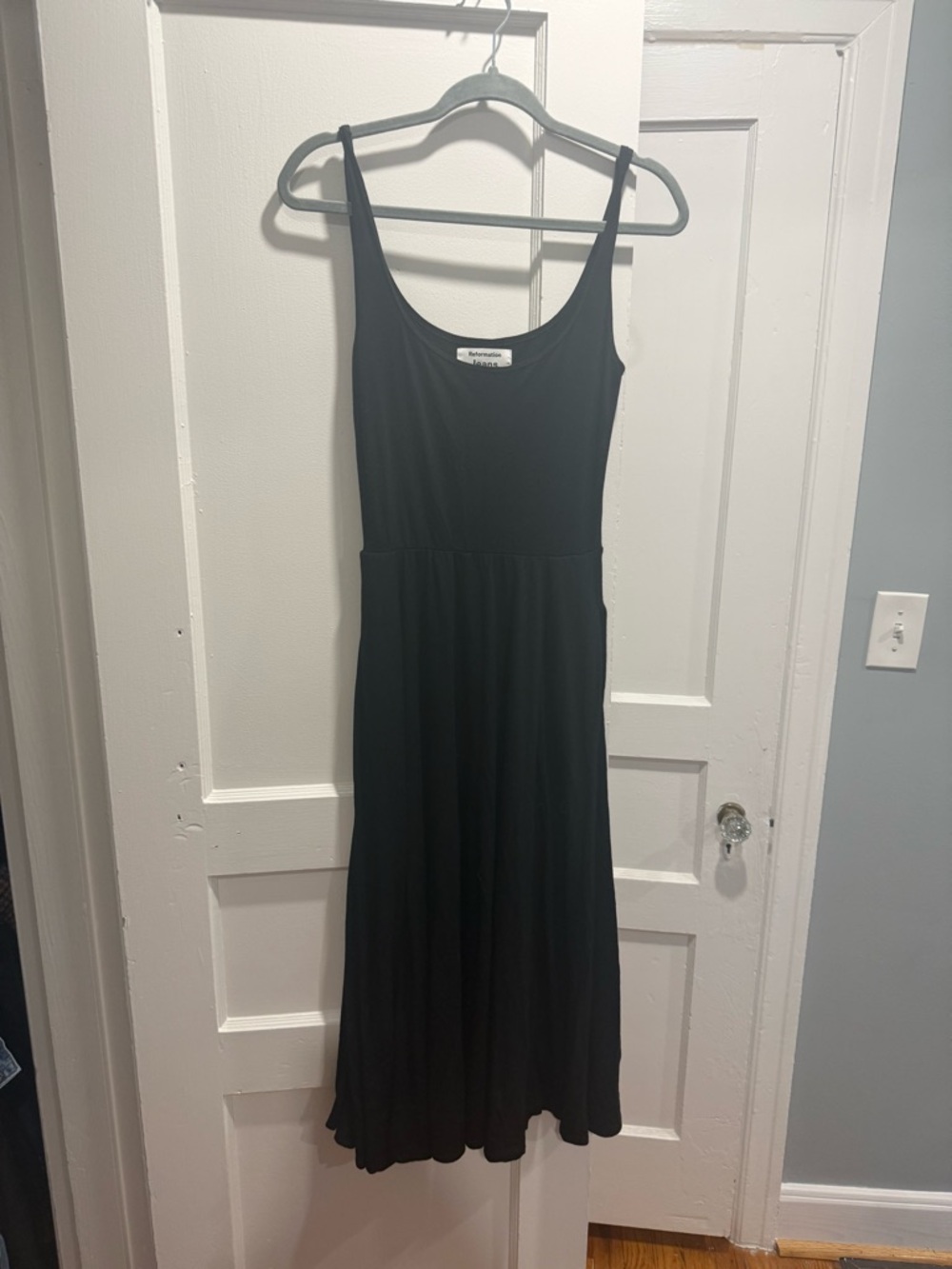 Reformation Black Scoop Neck Midi Dress